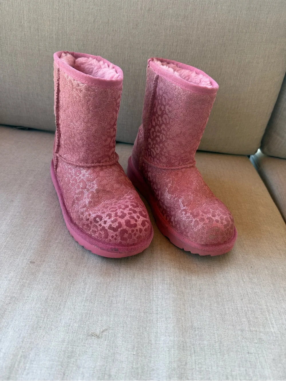 UGG Kids Pink Leopard Print Classic II Boots